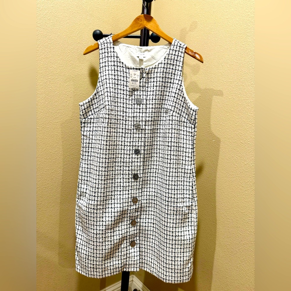 J. Crew White and Black Checkered Mini Dress